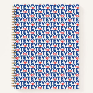 Stemhoop rood wit en blauw typografie patroon notitieboek
