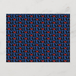 Stemhoop rood zwart blauw modern typografie patroo briefkaart