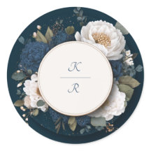 Stemige Navy Blauwe Witte Gouden Bloemencirkel Tro