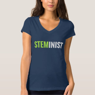 STEMinist Fit-V-Neck (Limoen/Witte tekst) T-shirt