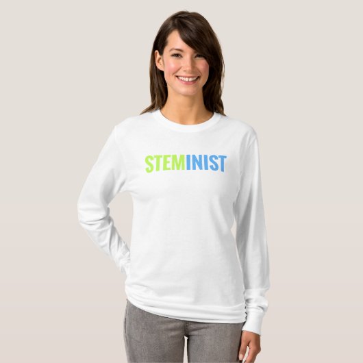 STEMinist T-shirt met lange hoes (Voorkant volledig)