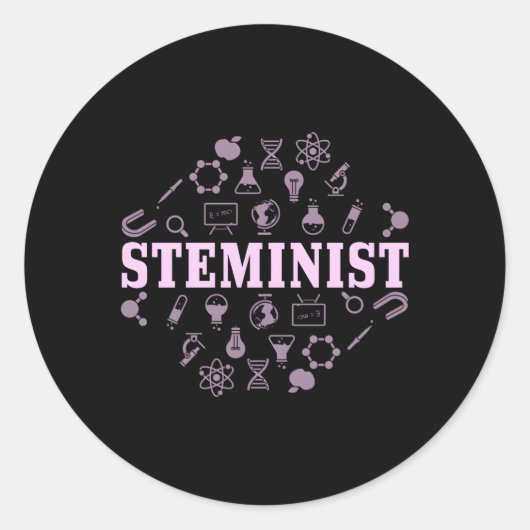 Steminist Vrouw Scientist Steminist Pun Ronde Sticker (Voorkant)