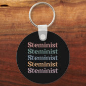Steministische retrovrouwen in STEM Sleutelhanger (Voorkant)
