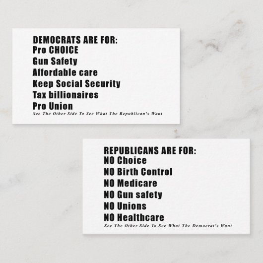 Stemkaart Contactkaartje (Voorkant / Achterkant)