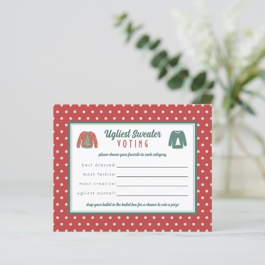 Stemkaart stembiljet op een lelijke kerstfeestdag (Staand voorkant)