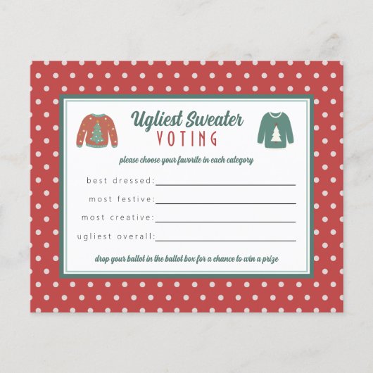 Stemkaart stembiljet op een lelijke kerstfeestdag (Voorkant)