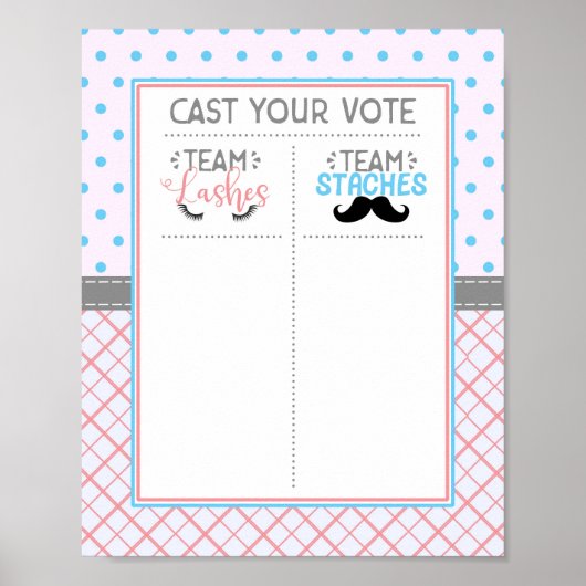 Stemkaart Sticker "Lashes or Staches" Poster (Voorkant)