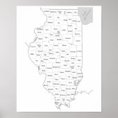 Stemkaart van de staat Illinois met provincies Poster (Voorkant)