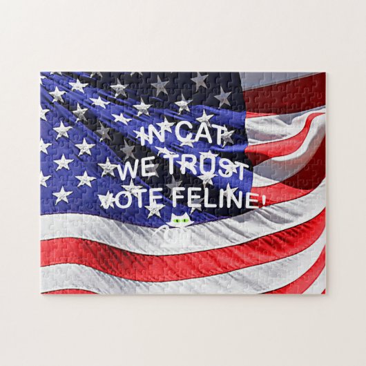 Stemkat met Amerikaanse vlag Puzzle Legpuzzel (Horizontaal)