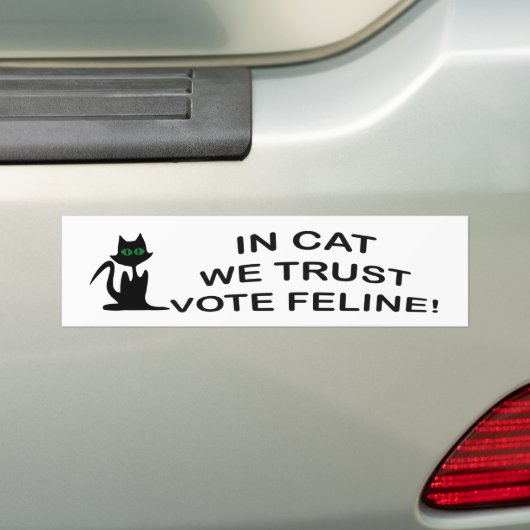 Stemkat met zwarte Bumpersticker (Op auto)