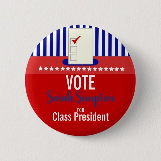 Stemklasse president studentenraad Verkiezingsstem Ronde Button 5,7 Cm (Voorkant)