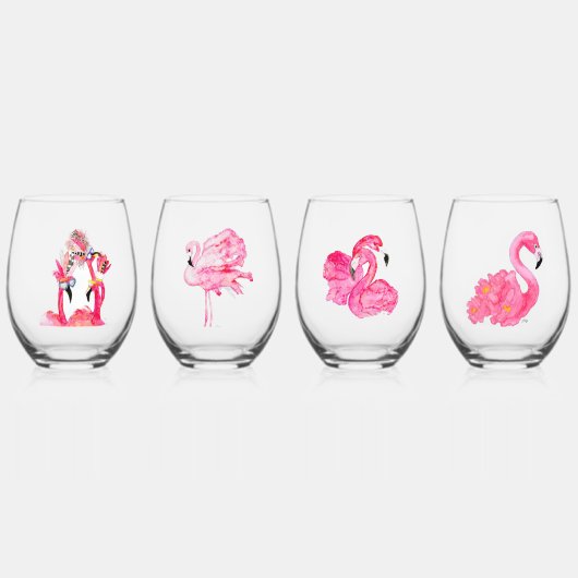 Stemless Flamingo wijnglazen Wijnglas Zonder Voet (Voorkant)