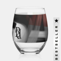 Stemless wijnglas Abstracte kunst zwart poederacht