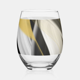 Stemless wijnglas Abstracte kunst zwart wit goud Wijnglas Zonder Voet