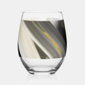 Stemless wijnglas Abstracte kunst zwart wit goud Wijnglas Zonder Voet (Links)