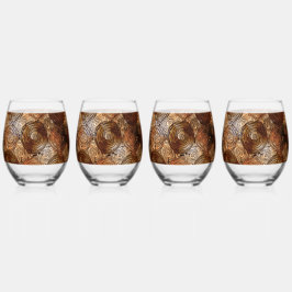 Stemless wijnglas Tumber: Hout Abstract Wijnglas Zonder Voet