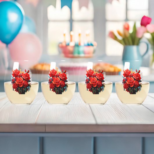 Stemless Wine Glass - De rode rozen artwork Wijnglas Zonder Voet (Insitu (Baby Shower))