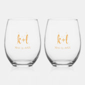 Stemless wine glass set, Modern personalized Wijnglas Zonder Voet (Achterkant)