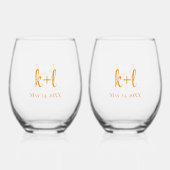 Stemless wine glass set, Modern personalized Wijnglas Zonder Voet (Voorkant)