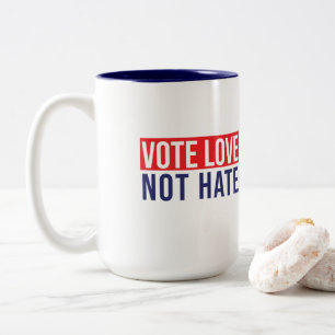 Stemliefde niet haat mok van tweetone koffie