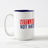 Stemliefde niet haat mok van tweetone koffie (Links)