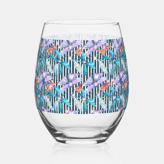 Stemloos wijnglas met kleurrijke vlinders wijnglas zonder voet (Rechts)