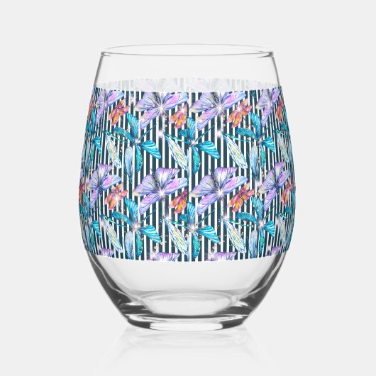 Stemloos wijnglas met kleurrijke vlinders wijnglas zonder voet (Links)