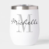 Stemloze wijn tumbler glas met aangepaste monogram (Voorkant)