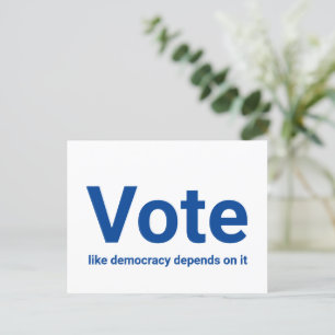 Stemmen als democratie hangt ervan af, blauw en wi briefkaart