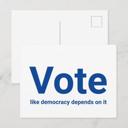 Stemmen als democratie hangt ervan af, blauw en wi briefkaart (Voorkant / Achterkant)