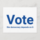 Stemmen als democratie hangt ervan af, blauw en wi briefkaart (Voorkant)