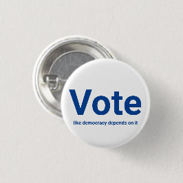 Stemmen als democratie hangt ervan af, blauw en wi ronde button 3,2 cm