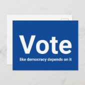Stemmen als democratie hangt ervan af, wit en blau briefkaart (Voorkant / Achterkant)