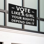 Stemmen als een meisje waarvan je rechten afhangen spandoek (Buitenkant Gebouw)