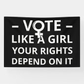 Stemmen als een meisje waarvan je rechten afhangen spandoek (Horizontaal)