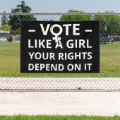 Stemmen als een meisje waarvan je rechten afhangen spandoek (Insitu)