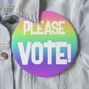 STEMMEN alsjeblieft! Big Rainbow Campaign Button