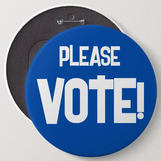 STEMMEN alsjeblieft! Blue Campaign Button (Voorkant /achterkant)