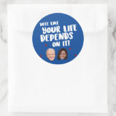 Stemmen alsof je leven ervan afhangt ronde sticker (Tas)