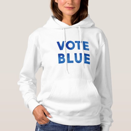 Stemmen Blauw waterverf tekst politiek Hoodie (Voorkant)