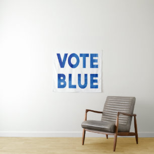 Stemmen Blauw waterverf tekst politiek Wandkleed