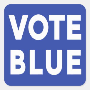 Stemmen Blauw Wit Tekst op blauw politiek Vierkante Sticker