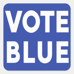 Stemmen Blauw Wit Tekst op blauw politiek Vierkante Sticker