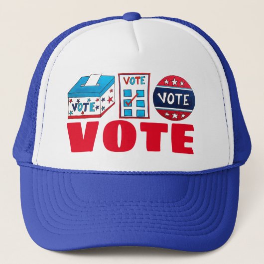 STEMMEN Button Verkiezingsdag Stemmen Stembus Trucker Pet (Voorkant)