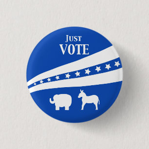 Stemmen gewoon White Blue Stars Donkey Elephant Ronde Button 3,2 Cm