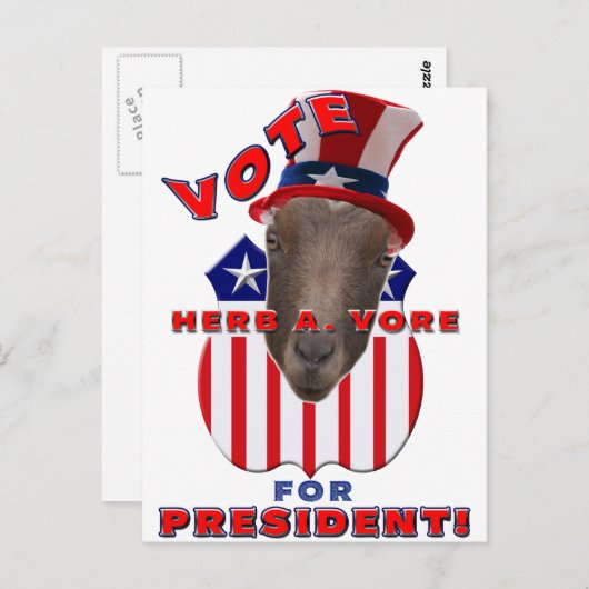 STEMMEN HERB A VORE FOR PRESIDENT! GOT BRIEFKAART (Voorkant / Achterkant)