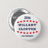 Stemmen Hillary Clinton voor President 2016 Button (Voorkant /achterkant)