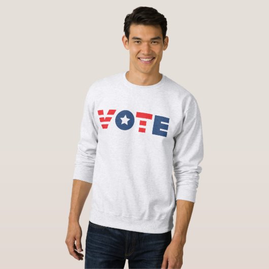 Stemmen in blauwe rode letters sweatshirt (Voorkant volledig)
