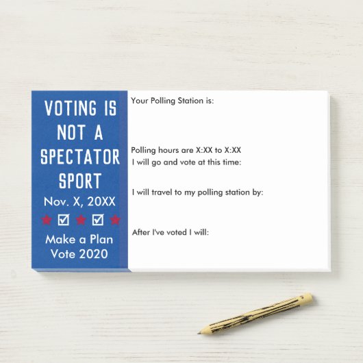 Stemmen is geen Spectator Sport Ballot Reminder Post-it® Notes (Op bureau)