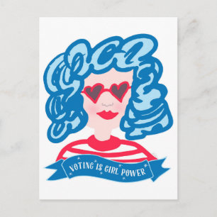 Stemmen is Girl Power Blue Hair Lady Briefkaart